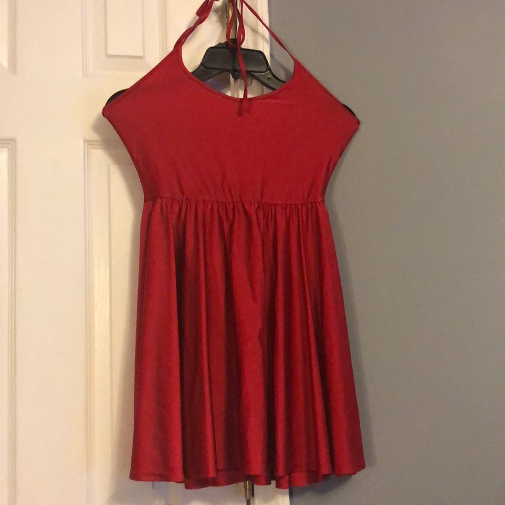 Red spandex halter dress worn twice